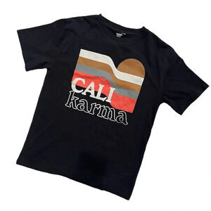 NWT Hundred Pieces Off Black Cali Karma Short Sleeve Cotton Tee Shirt